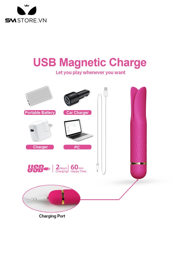 SMT2358 - Gậy rung silicon dài 135mm có 2 nhánh và 10 chế độ