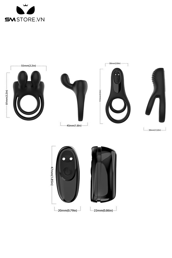 SMT2832 - Combo 2 vòng đeo dương vật chống xuất tinh sớm có 9 chế độ