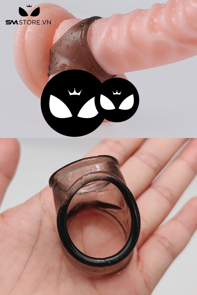 SMT799 - Vòng đeo dương vật silicon có rung màu đen dài 70mm
