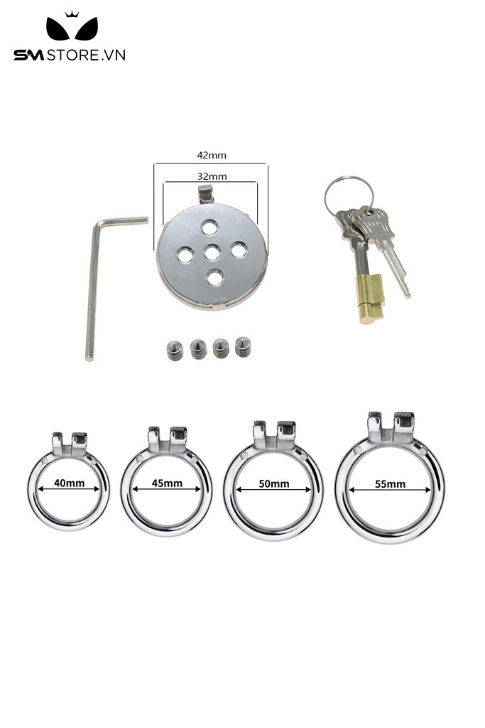 SMT290 - Khóa dương vật inox không gỉ dạng phẳng có 5 lỗ có 3 size