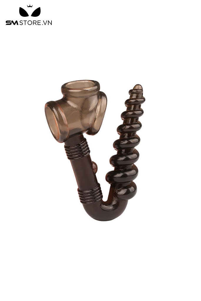 SMT2312 - Vòng đeo dương vật trong suốt silicon mix phích cắm hậu môn