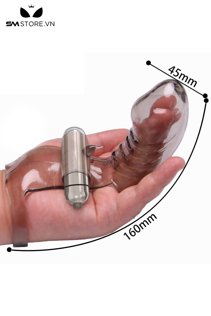 SMT2631 - Ngón tay rung trong suốt silicon mềm dẻo dài 16cm