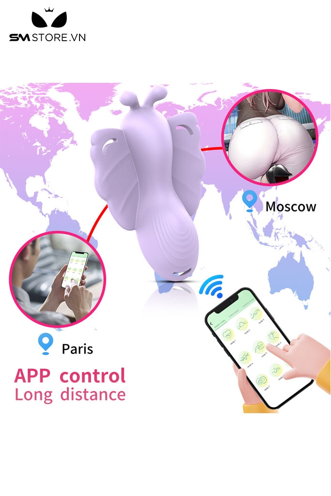 SMT1864 - Máy rung âm vật cánh bướm điều khiển qua APP dài 10.5cm