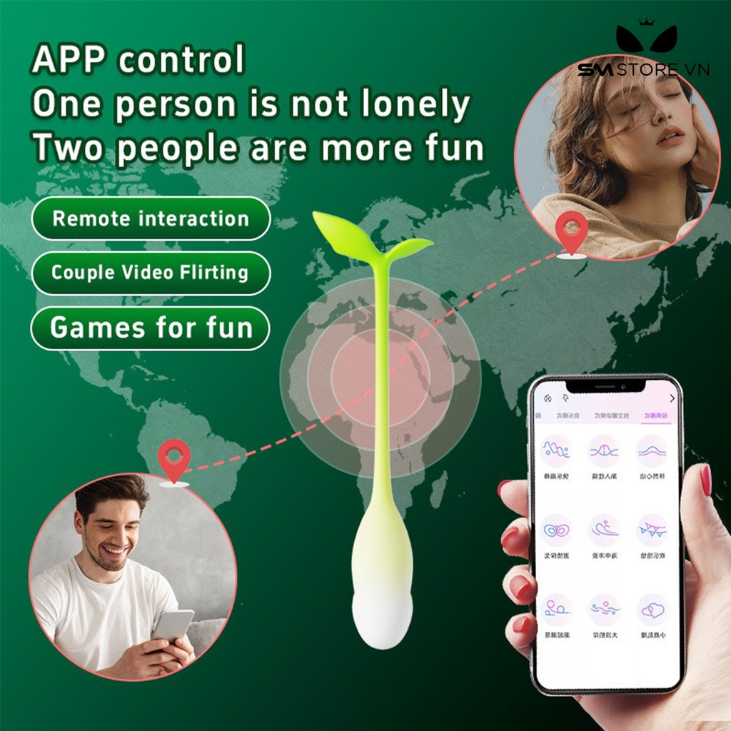 SMT1248 - Trứng rung silicon mini cỏ mầm có 9 tần số chống nước