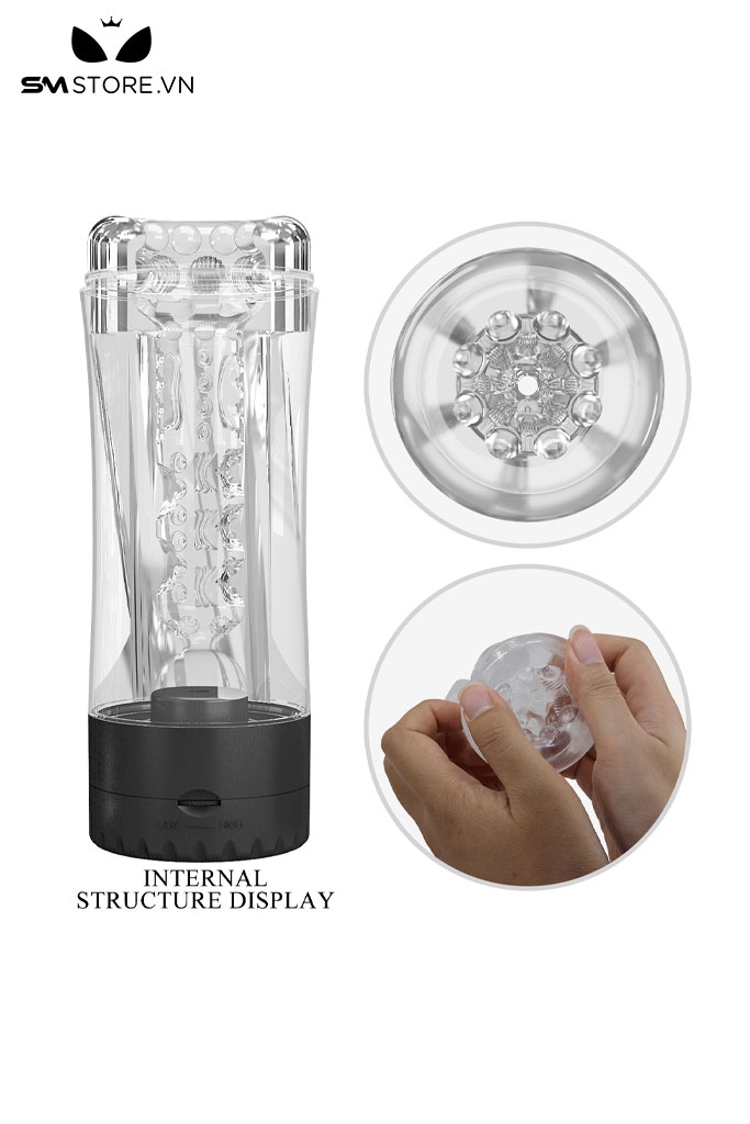 SMT2770 - Cốc thủ dâm trong suốt có rung Pretty Love tháo rời dài 19cm