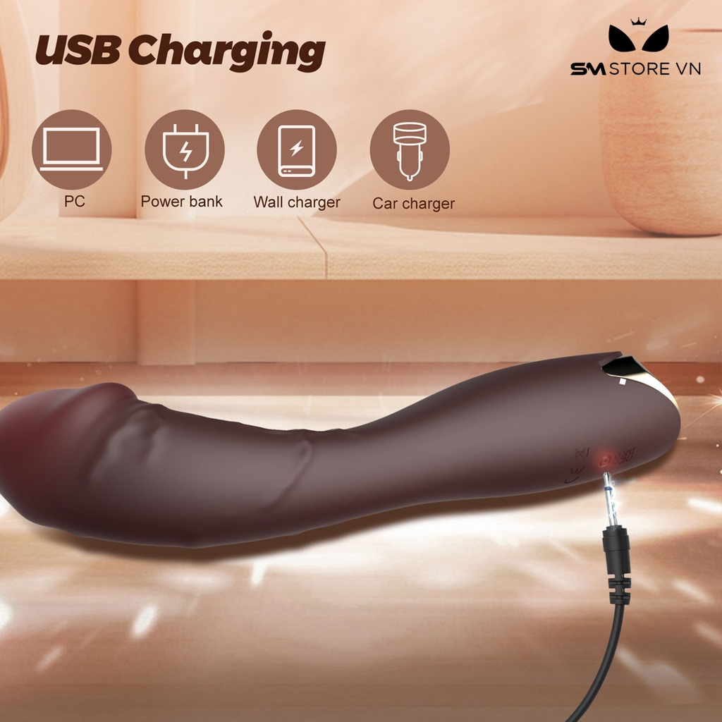 SMT1845 - Máy rung 10 tần số đầu dương vật silicon dài 21cm