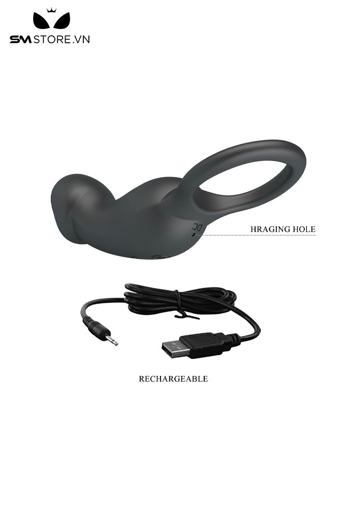 SMT2774 - Vòng rung tình yêu có đầu dương vật dài 112mm sạc điện