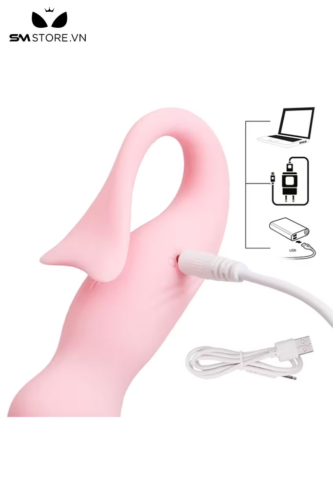 SMT1593 - Máy rung 10 tần số anal bead silicon màu hồng dài 18cm