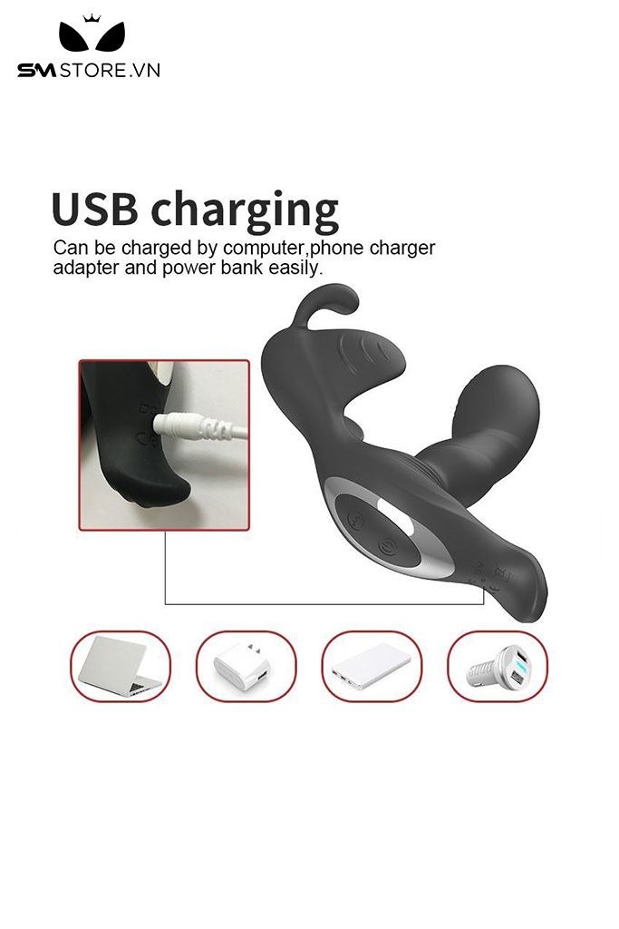 SMT1327 - Máy rung điều khiển từ xa bằng silicon có 7 tần số sạc USB