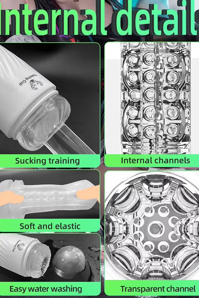 SMT1630 - Cốc thủ dâm silicon trong suốt mềm dài 18cm có thể tháo rời