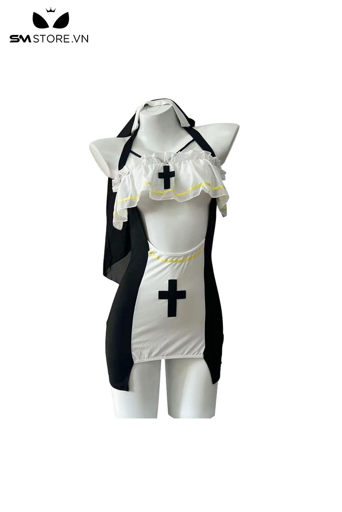 SMS564 - Váy ngủ cosplay sơ khoét giữa và trễ vai kèm phụ kiện