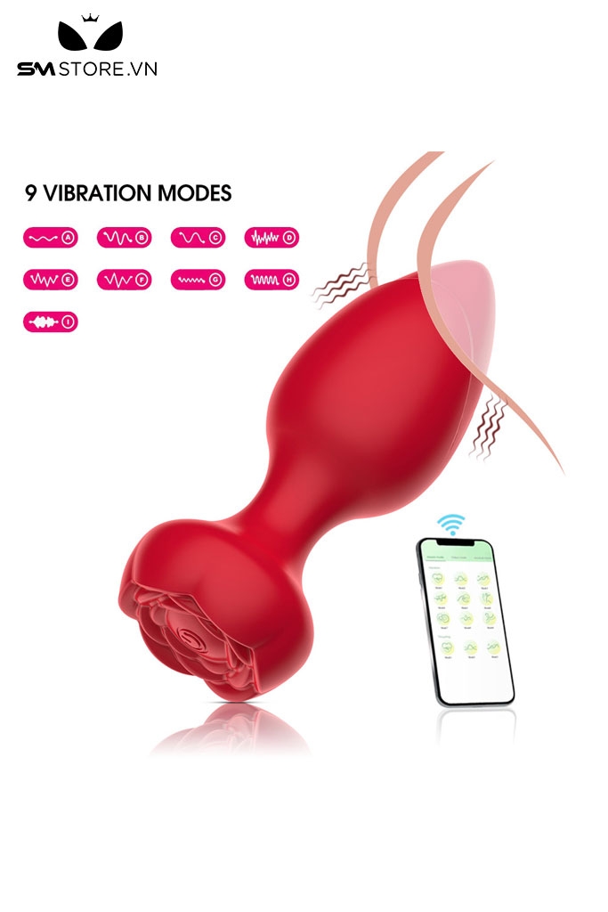SMT2287 - Máy rung hậu môn đế hình hoa hồng dài 9.9cm sạc điện