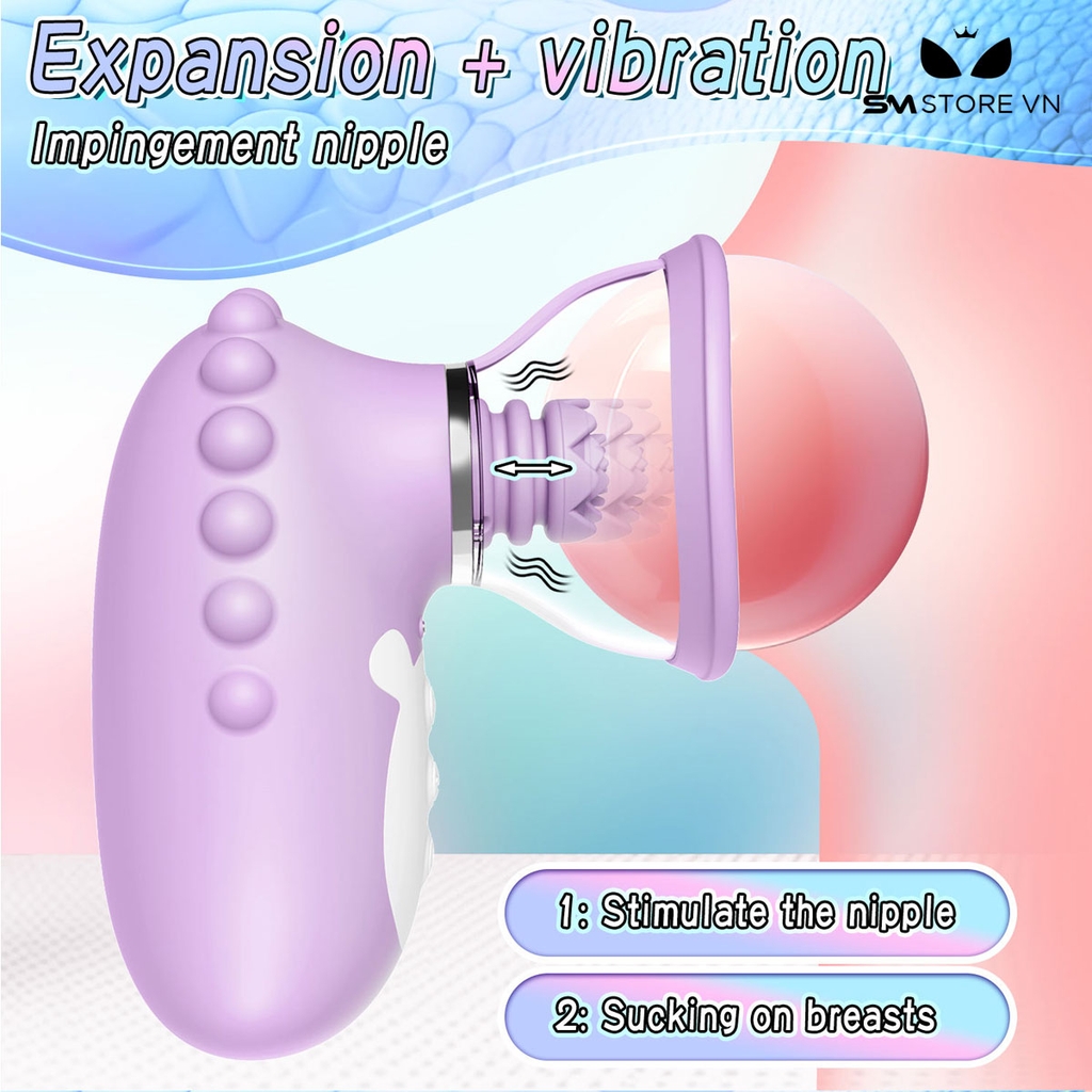 SMT1518 - Máy rung xoay 2 đầu âm vật và hút ngực silicon