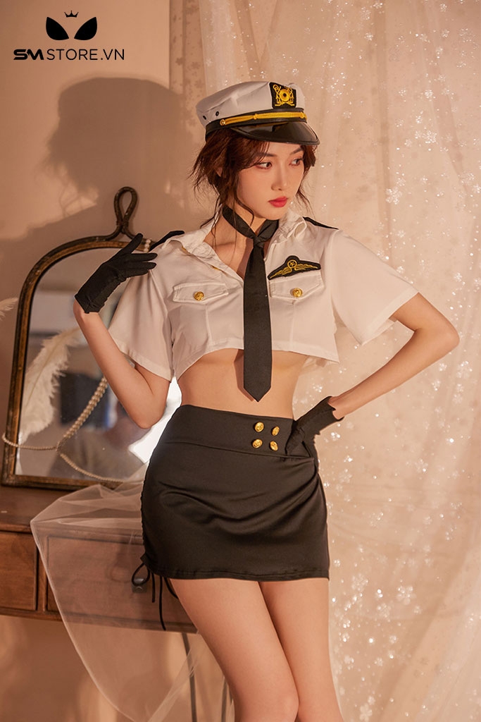 SMS547 - Set đồ ngủ cosplay cảnh sát với áo croptop và chân váy ngắn