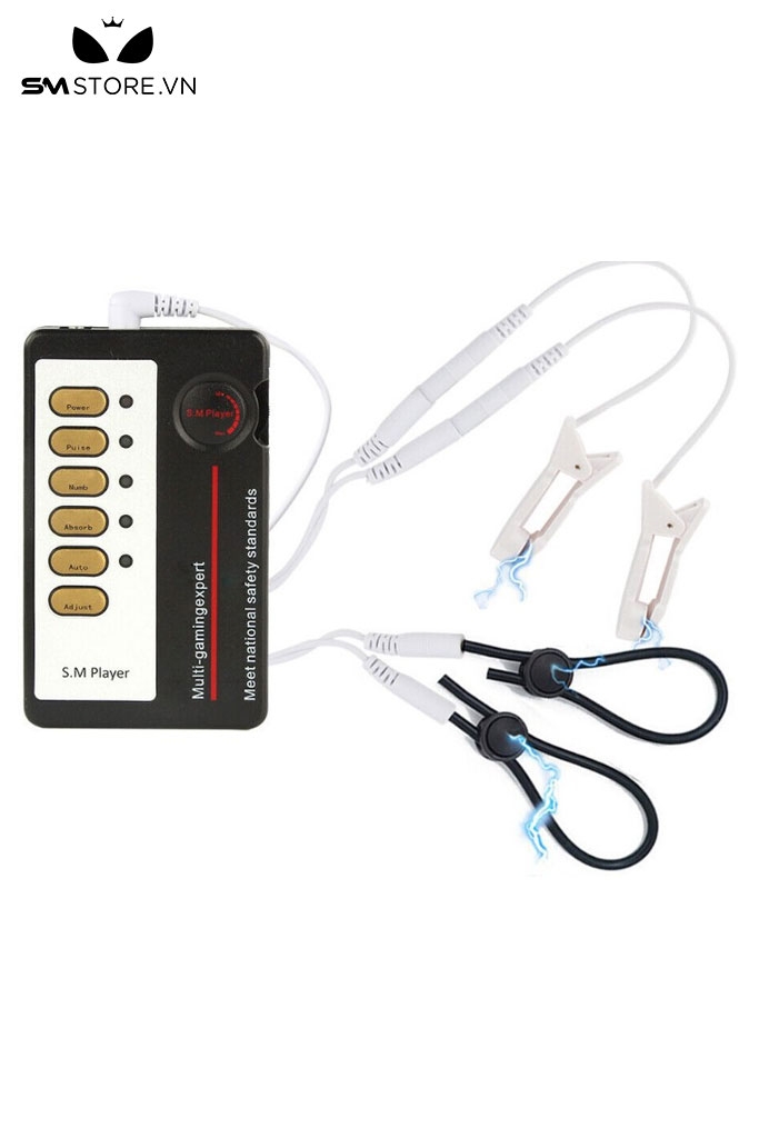SMT2798 - Vòng đeo dương vật dây 2 cái kèm sốc điện có thể chỉnh