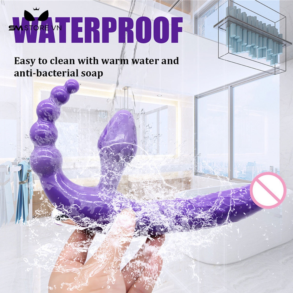 SMT1253 - Dương vật 3 đầu có phích cắm hậu môn 5 tầng dài 21cm