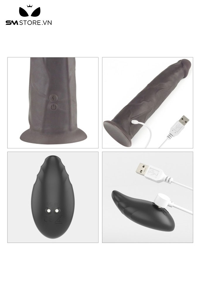 SMT1775 - Dương vật giả đen silicon mềm Lovetoy rung 10 chế độ