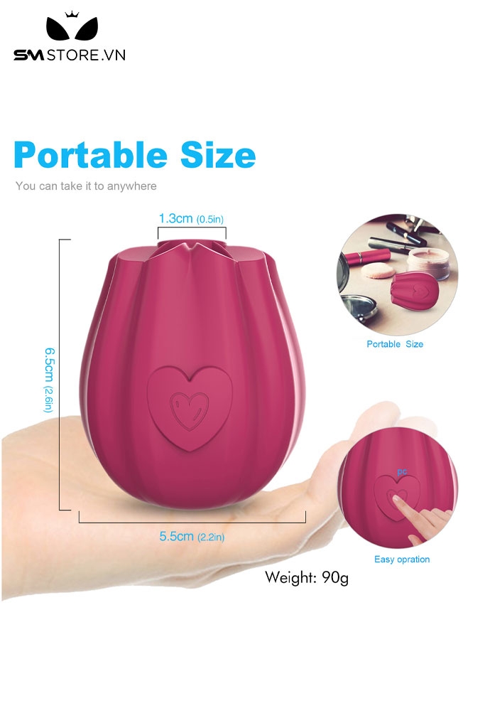 SMT2290 - Máy rung hút hình bông hoa hồng có 10 chế độ dài 6.5cm
