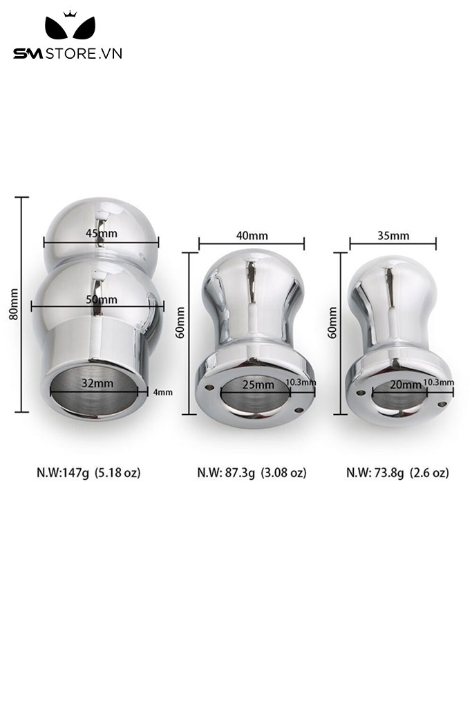 SMT2473 - Dụng cụ thụt rửa hậu môn âm đạo bằng inox nút hậu môn rỗng