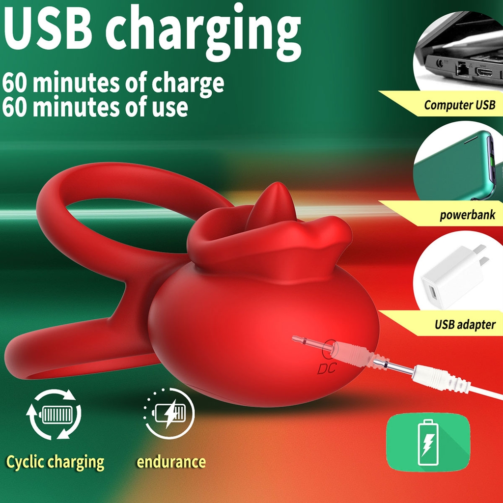 SMT2378 - Vòng đeo dương vật có lưỡi liếm điều khiển xa sạc điện