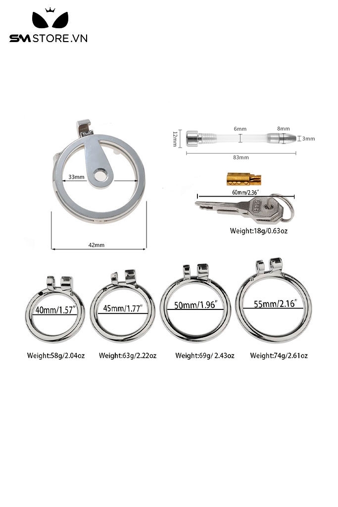 SMT873 - Khóa dương vật inox với thiết kế chữ nhật siêu mềm