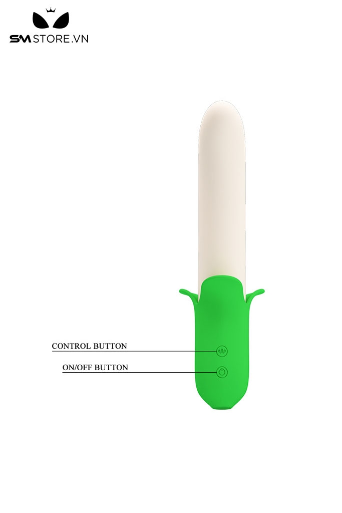 SMT1769 - Dương vật giả silicon có 7 tần số rung ngụy trang chuối xanh