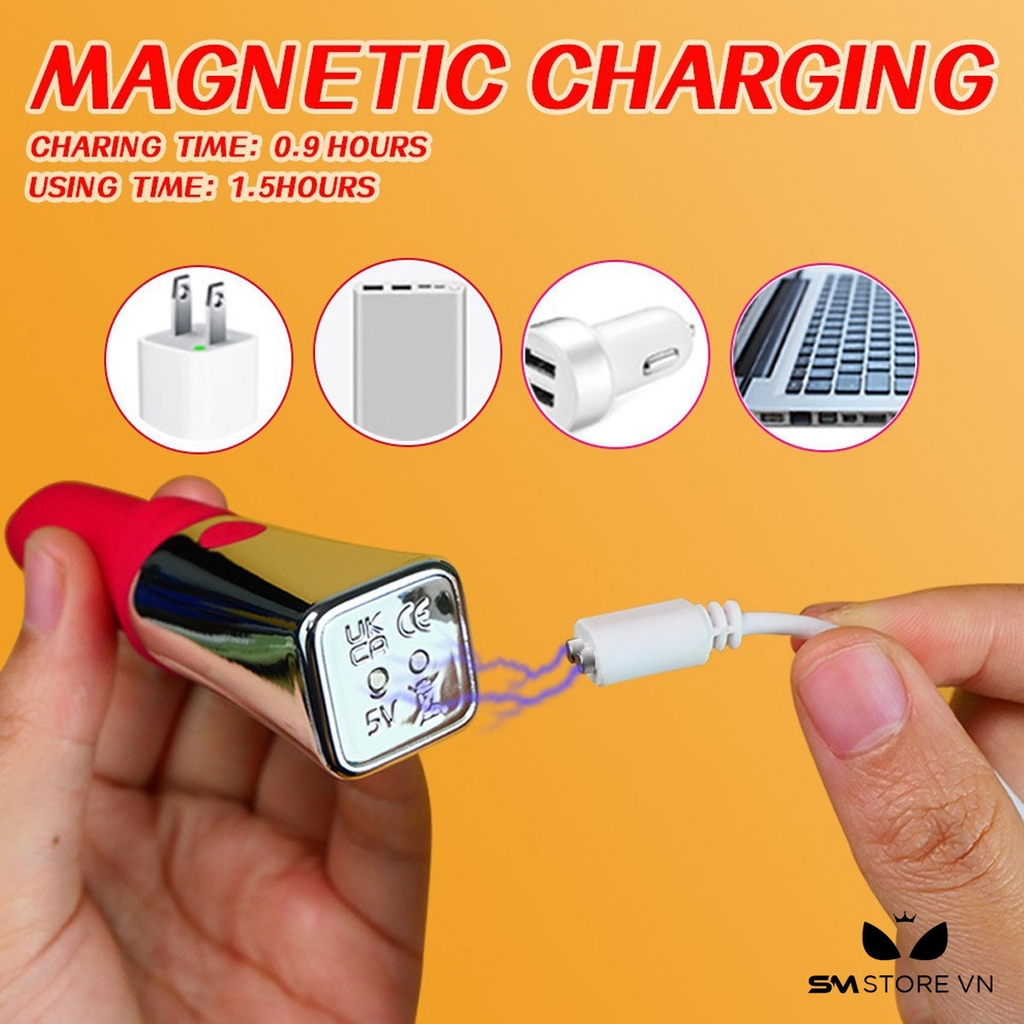 SMT1319 - Trứng rung thỏi son môi silicon dài 13cm có 10 tần số