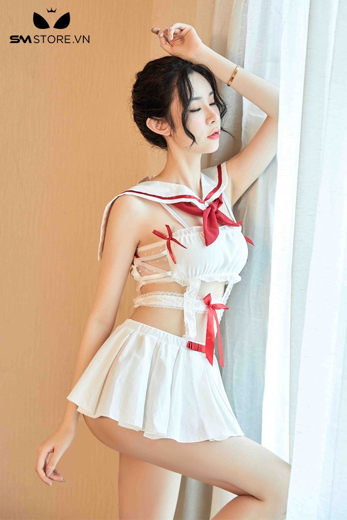 SMS778 - Cosplay học sinh quyến rũ với áo liền chân váy ngắn