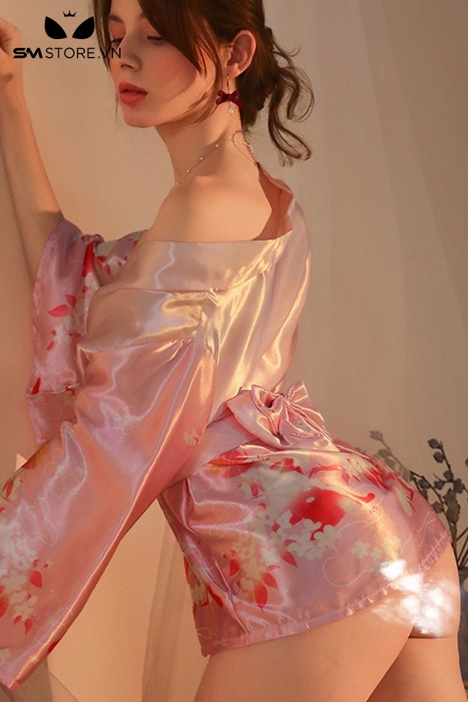 SMS704 - Đồ ngủ kimono Nhật Bản cực ngắn quyến rũ với cổ chữ V