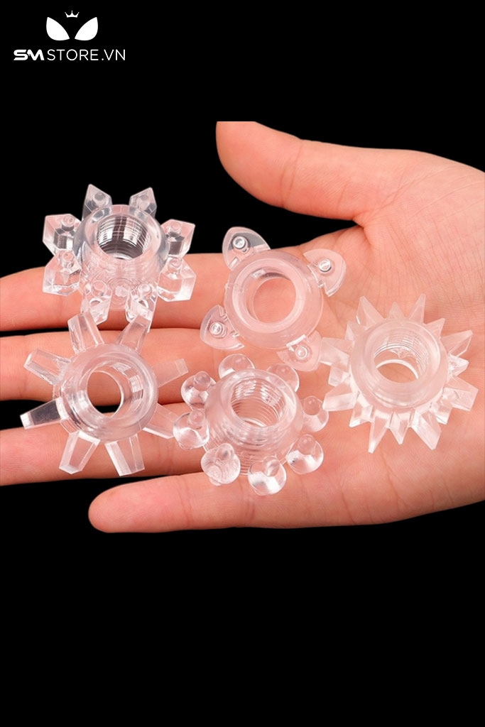 SMT2422 - Bộ 5 vòng đeo dương vật hình bông hoa mặt trời silicon