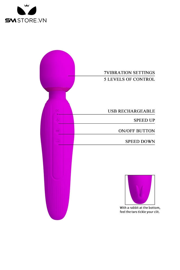 SMT2570 - Chày rung tình yêu Pretty Love có nhánh thỏ dài 231mm