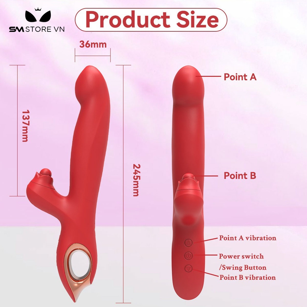 SMT490 - Dương vật giả rung thụt ngoáy kích thích hạt le
