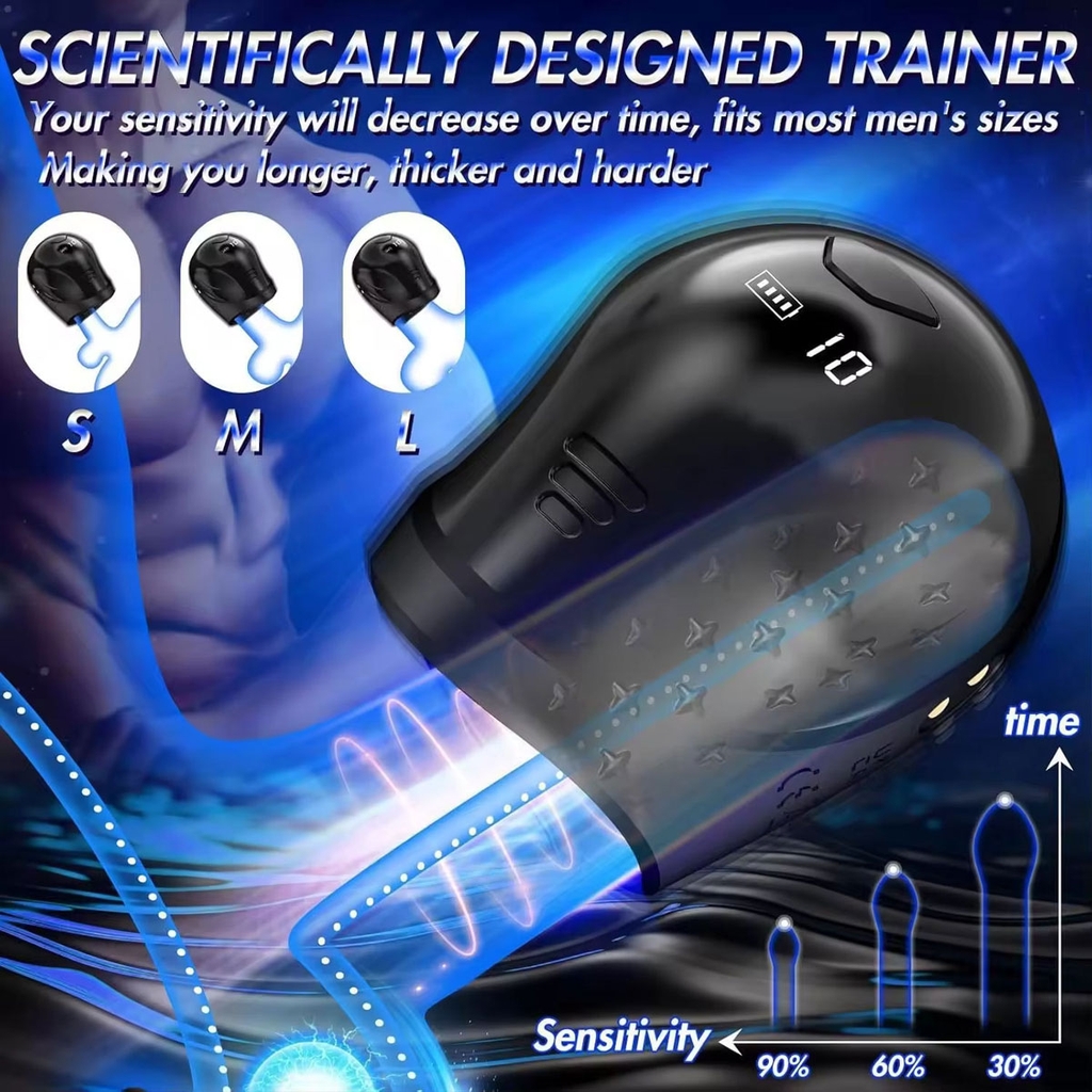 SMT2367 - Cốc thủ dâm rung đầu dương vật có 10 tần số sạc điện