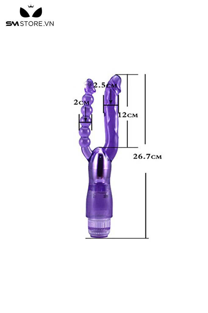 SMT482 - Máy rung hậu hôn 1 đầu dương vật và 1 đầu vòng bi dài 26.7cm