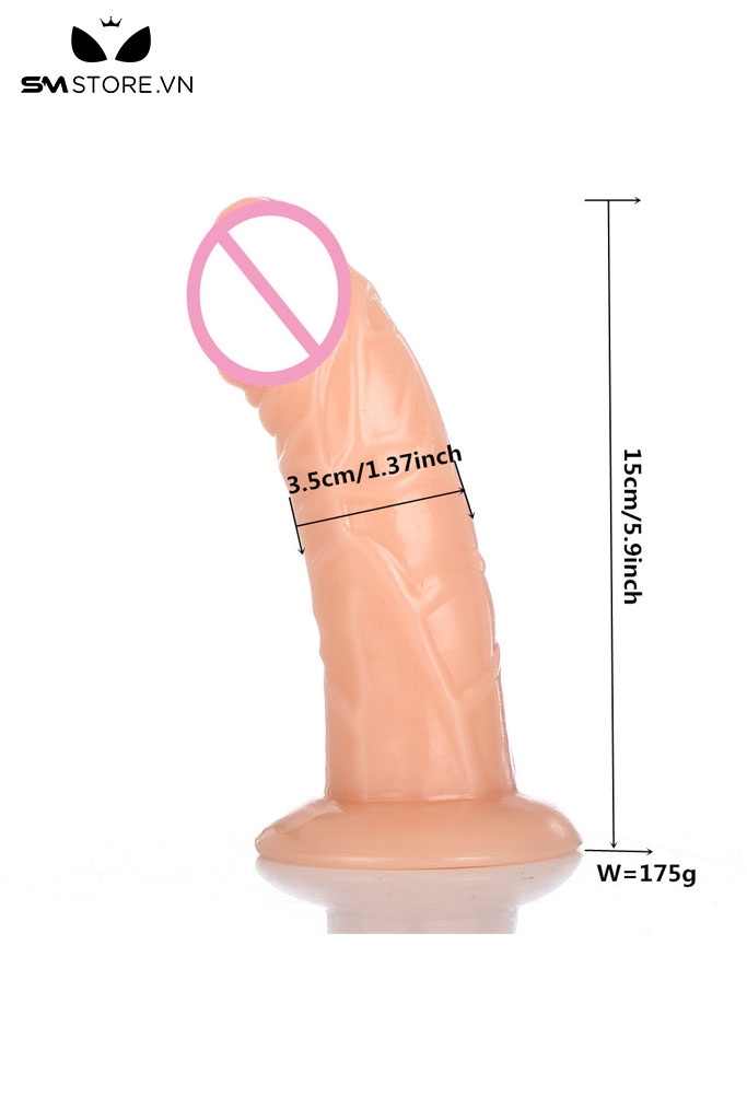 SMT2874 - Dương vật giả mini silicon mềm dài 15cm đế hít tường