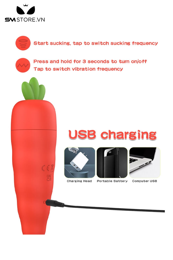 SMT2248 - Máy rung hút ngụy trang củ cà rốt có 10 tần số sạc điện
