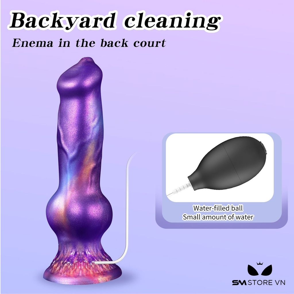 SMT2382 - Dương vật giả silicon mềm bắn tinh màu tím có 2 kích cỡ