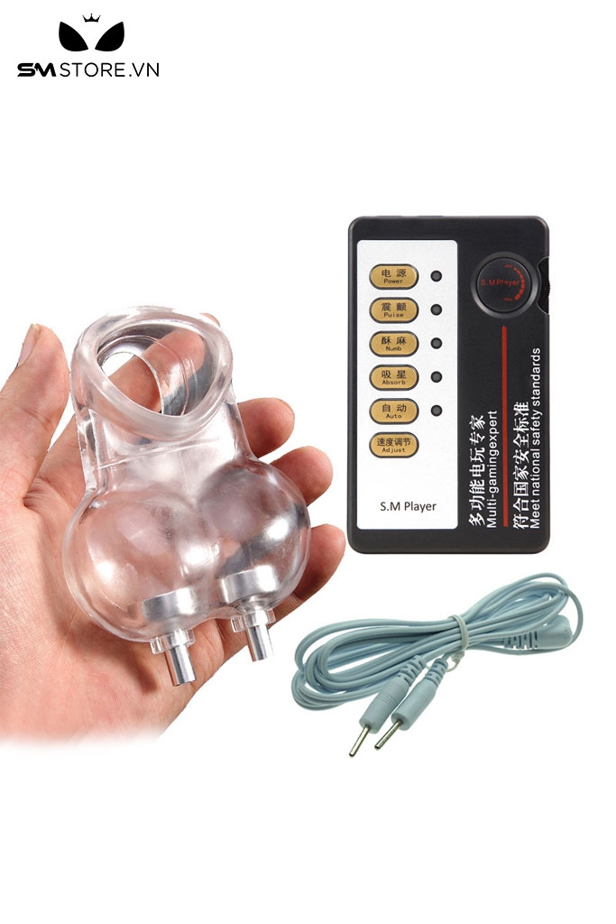 SMT2963 - Vòng đeo gốc dương vật kích điện đeo bìu dài 10.5cm