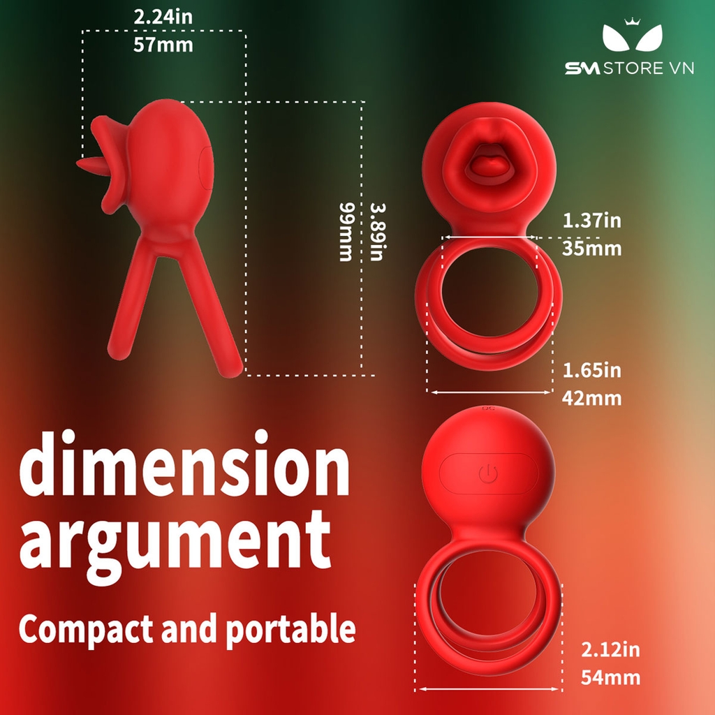 SMT2378 - Vòng đeo dương vật có lưỡi liếm điều khiển xa sạc điện