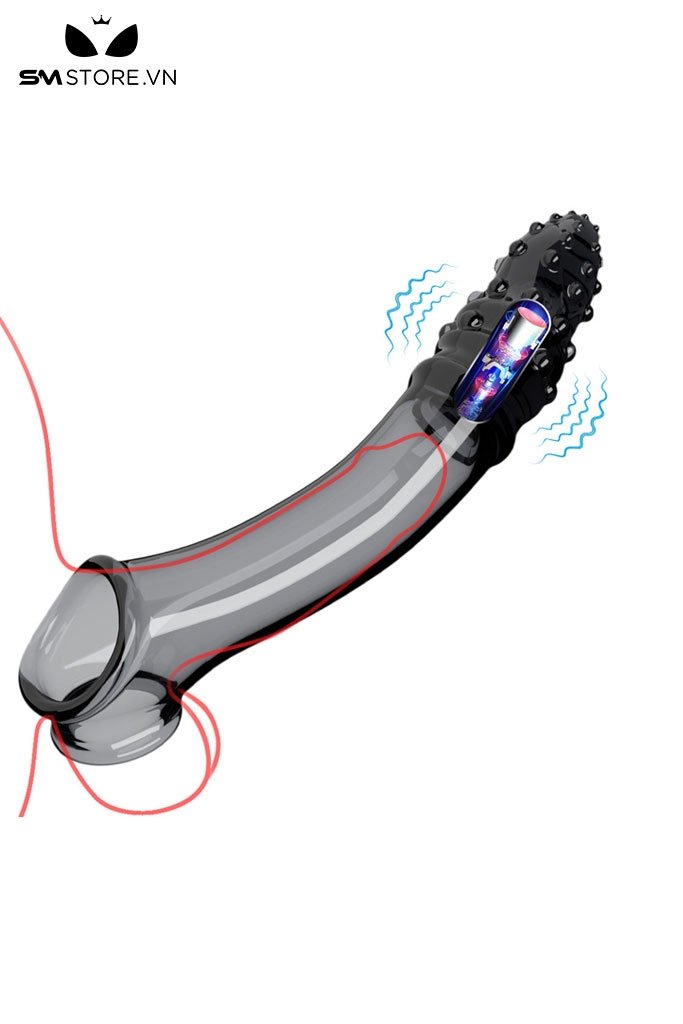 SMT1544 - Bao cao su rung silicon đầu có bi và quai đeo bìu