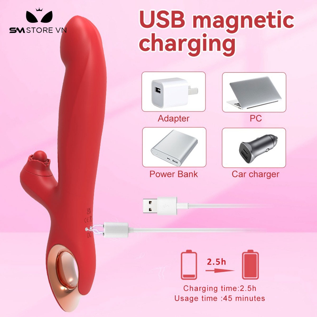 SMT490 - Dương vật giả rung thụt ngoáy kích thích hạt le