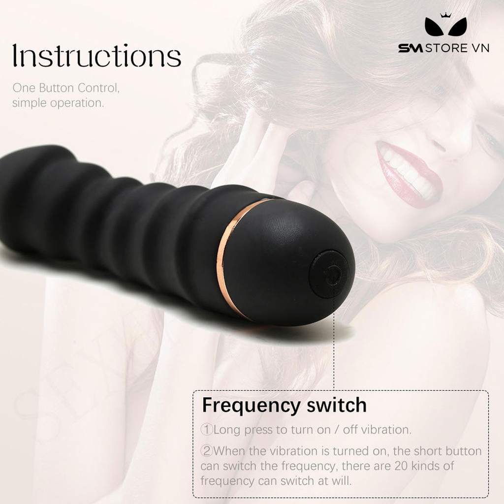 SMT1687 - Dương vật giả mini silicon có 20 tần số rung dài 16.3cm
