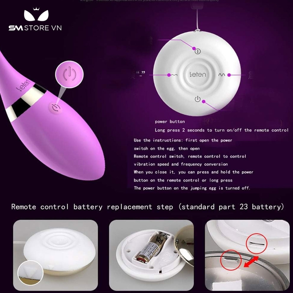 SMT1916 - Trứng rung đuôi cá sạc điện điều khiển từ xa dài 16.5cm