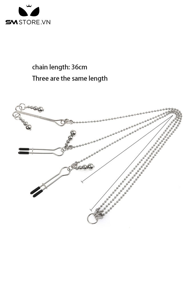 SMT1556 - Kẹp âm vật và núm vú thiết kế 3 đầu gắn 3 chuông