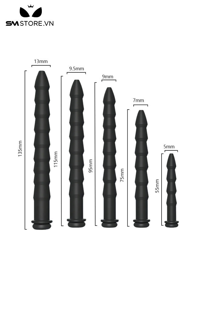 SMT2215 - Sounding đồ chơi niệu đạo silicon mềm đầu nhọn có 5 size
