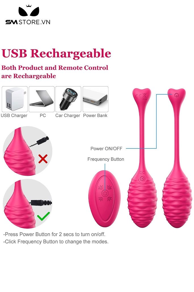 SMT2725 - Trứng rung silicon không dây có 10 tần số điều khiển xa
