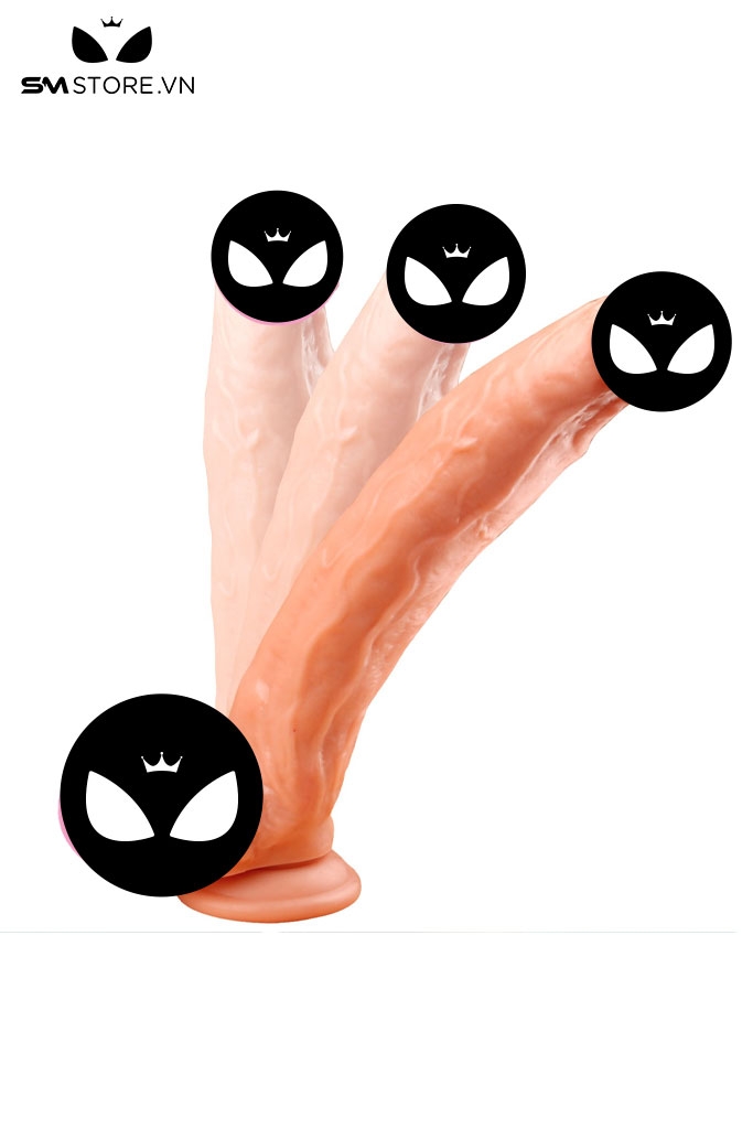 SMT1622 - Dương vật giả nổi gân silicon dài 31cm có bìu đế dính tường