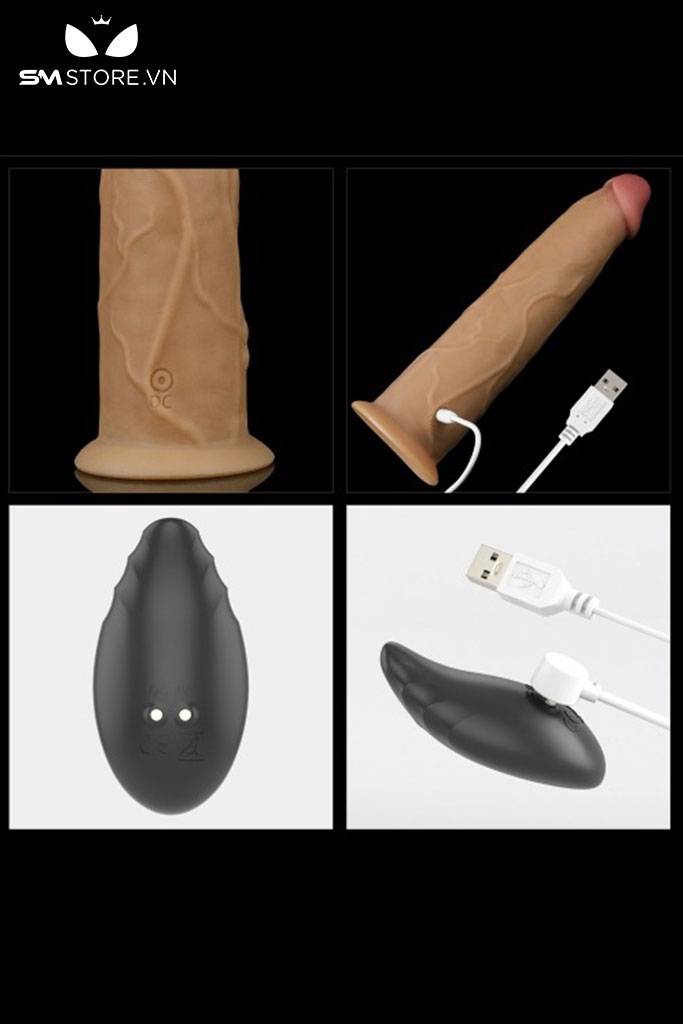 SMT846 - Dương vật giả silicon với 10 chế độ rung và ngoáy dài 205mm