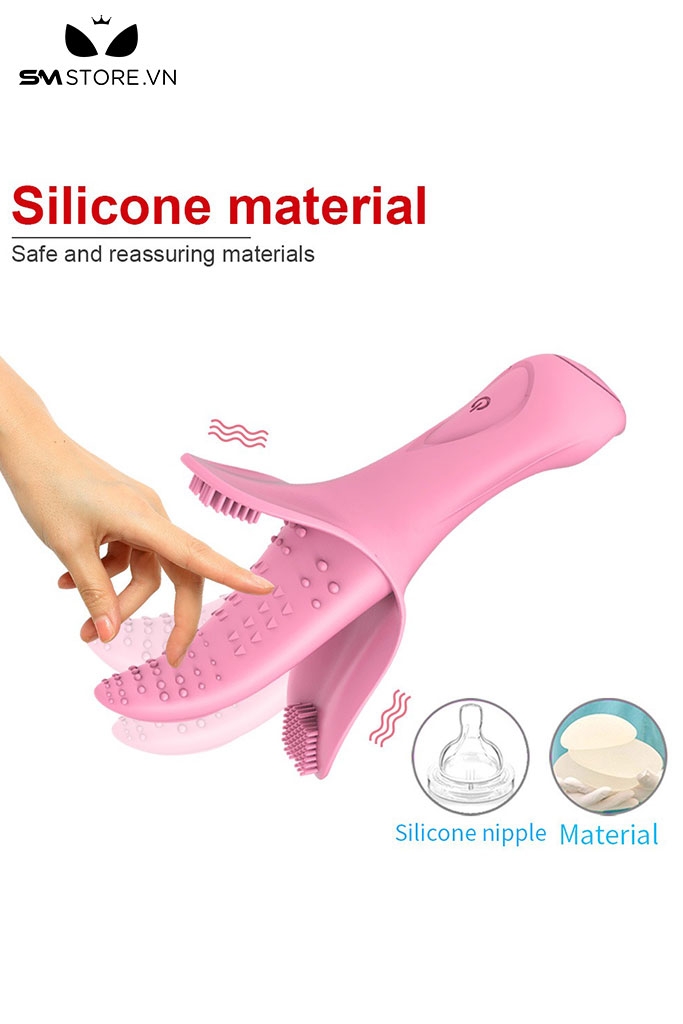 SMT1487 - Lưỡi rung tình yêu chất liệu silicon có gai hồng dài 16cm