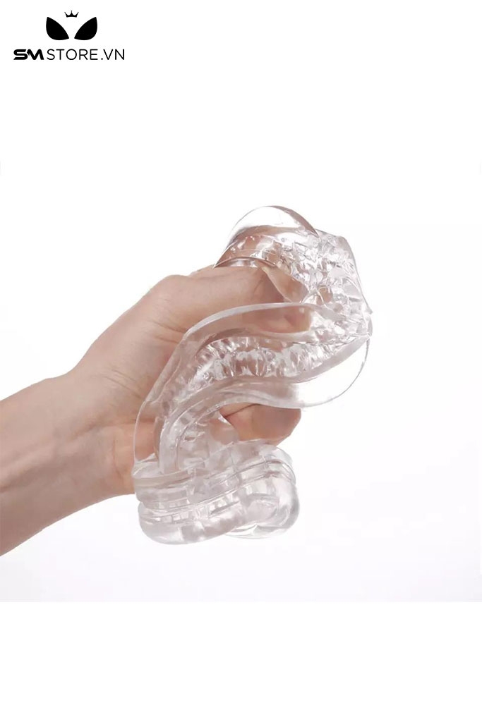 SMT1715 - Cốc thủ dâm Glaku siliicon trong suốt có xoáy trong dài 18cm